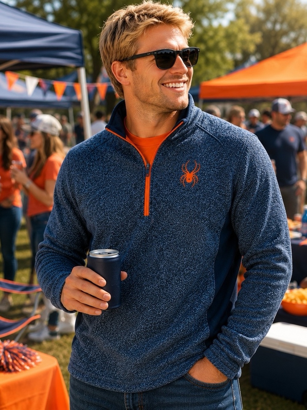 Spyder Outbound Core 1/2 Zip Sweater Blue Orange Men’s L